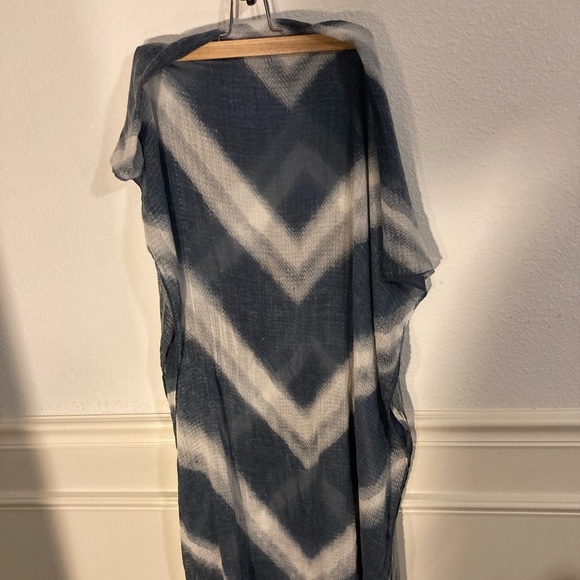 Blue and White Extra Long Scarf - Picture 3 of 15